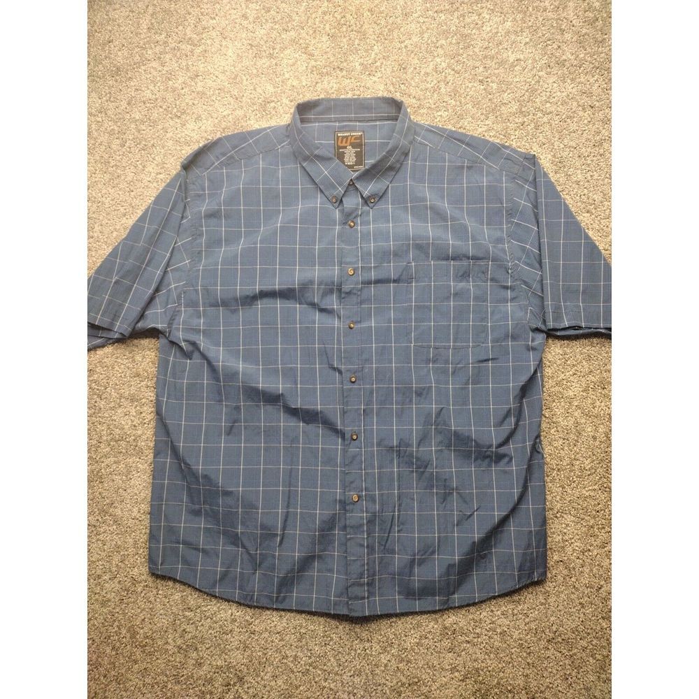 Walnut Creek Shirt Button Down Collar Mens  4XL Blue White Stripes Short Sleeve